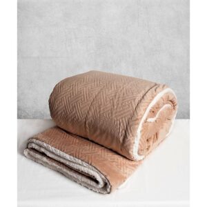 Κουβερτοπάπλωμα ανάγλυγο μπεζ ημίδιπλο 170Χ220cm 7031-34