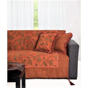 Chenille ριχτάρια, με λουλούδι, κλασσικά, κεραμιδί χρώματος 7012-10