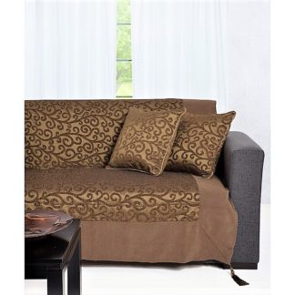 Chenille ριχτάρια,μεγάλων διαστάσεων,σε λαδί χρώμα 7012-15