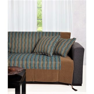 Chenille ριχτάρια,μεγάλων διαστάσεων,σε κυματιστό μπλε χρώμα 7012-19