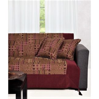 Chenille ριχτάρια,μεγάλων διαστάσεων,σε λαδί-μπορντό χρώμα 7012-17