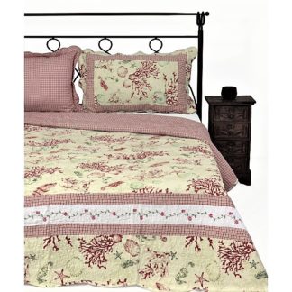 Κουβερλί ημίδιπλο-μονό, ροζ βυθός καπιτονέ, 100% βαμβακερό!! (7001-4)