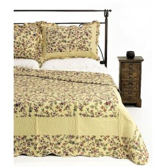 Κουβερλί ημίδιπλο-μονό, μπεζ λουλουδάκι, καπιτονέ, 100% βαμβακερό!! (7001-29)