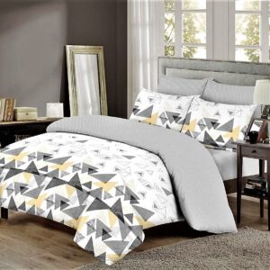 Σετ σεντόνια Γίγας (king size) 240Χ260cm 100% Βαμβακερά γεωμετρικό γκρι άσπρο. Κωδ. 7302-6Γ